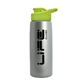 a metallic silver bottle & lime green lid flair tritan(r) metallike bottle with drink - thru lid - 26 oz