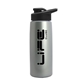 a metallic silver bottle & black lid flair tritan(r) metallike bottle with drink - thru lid - 26 oz