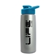 a metallic silver bottle & cyan lid flair tritan(r) metallike bottle with drink - thru lid - 26 oz