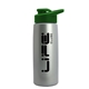 a metallic silver bottle & green lid flair tritan(r) metallike bottle with drink - thru lid - 26 oz