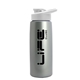 a metallic silver bottle & white lid flair tritan(r) metallike bottle with drink - thru lid - 26 oz