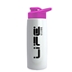 a white bottle & hot pink lid flair tritan(r) metallike bottle with drink - thru lid - 26 oz