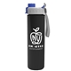 aerial view a gray/blue lid & black bottle slim double - wall insulated bottle with quick - snap lid - 16 oz, image 1 of 2