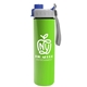 aerial view a gray/blue lid & lime green bottle slim double - wall insulated bottle with quick - snap lid - 16 oz, image 1 of 2