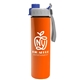 aerial view a gray/blue lid & orange bottle slim double - wall insulated bottle with quick - snap lid - 16 oz, image 1 of 2