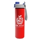 aerial view a gray/blue lid & red bottle slim double - wall insulated bottle with quick - snap lid - 16 oz, image 1 of 2