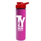 a red lid & pink bottle slim double - wall insulated bottle with drink - thru lid - 16 oz