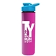 a cyan lid & pink bottle slim double - wall insulated bottle with drink - thru lid - 16 oz