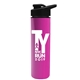 a black lid & pink bottle slim double - wall insulated bottle with drink - thru lid - 16 oz