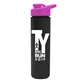 a hot pink lid & black bottle slim double - wall insulated bottle with drink - thru lid - 16 oz