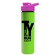 a hot pink lid & lime green bottle slim double - wall insulated bottle with drink - thru lid - 16 oz