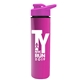 a hot pink lid & pink bottle slim double - wall insulated bottle with drink - thru lid - 16 oz