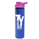 a hot pink lid & royal blue bottle slim double - wall insulated bottle with drink - thru lid - 16 oz
