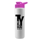 a hot pink lid & white bottle slim double - wall insulated bottle with drink - thru lid - 16 oz