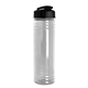 aerial view a clear bottle & black lid slim fit bottle with flip - top lid - 24 oz, image 1 of 2
