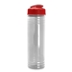 aerial view a clear bottle & red lid slim fit bottle with flip - top lid - 24 oz, image 1 of 2