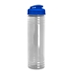 aerial view a clear bottle & translucent blue lid slim fit bottle with flip - top lid - 24 oz, image 1 of 2