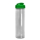 aerial view a clear bottle & translucent green lid slim fit bottle with flip - top lid - 24 oz, image 1 of 2