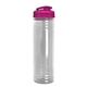 aerial view a clear bottle & translucent hot pink lid slim fit bottle with flip - top lid - 24 oz, image 1 of 2