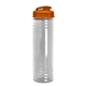 aerial view a clear bottle & translucent orange lid slim fit bottle with flip - top lid - 24 oz, image 1 of 2