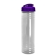 aerial view a clear bottle & translucent violet lid slim fit bottle with flip - top lid - 24 oz, image 1 of 2