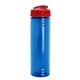aerial view a translucent blue bottle & red lid slim fit bottle with flip - top lid - 24 oz, image 1 of 2