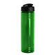 aerial view a translucent green bottle & black lid slim fit bottle with flip - top lid - 24 oz, image 1 of 2