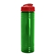 aerial view a translucent green bottle & red lid slim fit bottle with flip - top lid - 24 oz, image 1 of 2