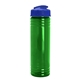 aerial view a translucent green bottle & royal blue lid slim fit bottle with flip - top lid - 24 oz, image 1 of 2