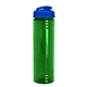 aerial view a translucent green bottle & translucent blue lid slim fit bottle with flip - top lid - 24 oz, image 1 of 2