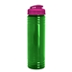 aerial view a translucent green bottle & translucent hot pink lid slim fit bottle with flip - top lid - 24 oz, image 1 of 2