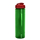aerial view a translucent green bottle & translucent red lid slim fit bottle with flip - top lid - 24 oz, image 1 of 2