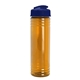 aerial view a translucent orange bottle & navy blue lid slim fit bottle with flip - top lid - 24 oz, image 1 of 2