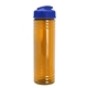 aerial view a translucent orange bottle & royal blue lid slim fit bottle with flip - top lid - 24 oz, image 1 of 2