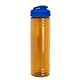 aerial view a translucent orange bottle & translucent blue lid slim fit bottle with flip - top lid - 24 oz, image 1 of 2