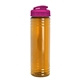 aerial view a translucent orange bottle & translucent hot pink lid slim fit bottle with flip - top lid - 24 oz, image 1 of 2