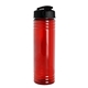 aerial view a translucent red bottle & black lid slim fit bottle with flip - top lid - 24 oz, image 1 of 2