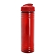 aerial view a translucent red bottle & red lid slim fit bottle with flip - top lid - 24 oz, image 1 of 2