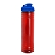 aerial view a translucent red bottle & translucent blue lid slim fit bottle with flip - top lid - 24 oz, image 1 of 2