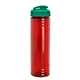 aerial view a translucent red bottle & translucent teal lid slim fit bottle with flip - top lid - 24 oz, image 1 of 2
