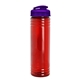 aerial view a translucent red bottle & translucent violet lid slim fit bottle with flip - top lid - 24 oz, image 1 of 2