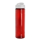 aerial view a translucent red bottle & white lid slim fit bottle with flip - top lid - 24 oz, image 1 of 2