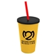 a athletic gold cup & black lid & translucent red straw 22 oz single - wall snap on tumbler with lid and straw