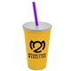 a athletic gold cup & frost lid & translucent violet straw 22 oz single - wall snap on tumbler with lid and straw