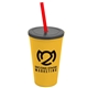 a athletic gold cup & smoke lid & translucent red straw 22 oz single - wall snap on tumbler with lid and straw