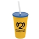 a athletic gold cup & translucent blue lid & frost straw 22 oz single - wall snap on tumbler with lid and straw