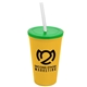 a athletic gold cup & translucent green lid & frost straw 22 oz single - wall snap on tumbler with lid and straw