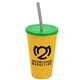 a athletic gold cup & translucent green lid & smoke straw 22 oz single - wall snap on tumbler with lid and straw