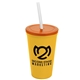a athletic gold cup & translucent orange lid & frost straw 22 oz single - wall snap on tumbler with lid and straw