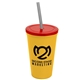a athletic gold cup & translucent red lid & smoke straw 22 oz single - wall snap on tumbler with lid and straw